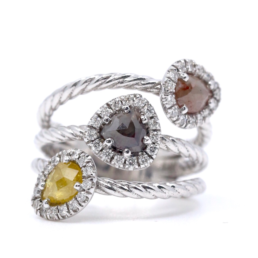Tri Color Diamond Ring